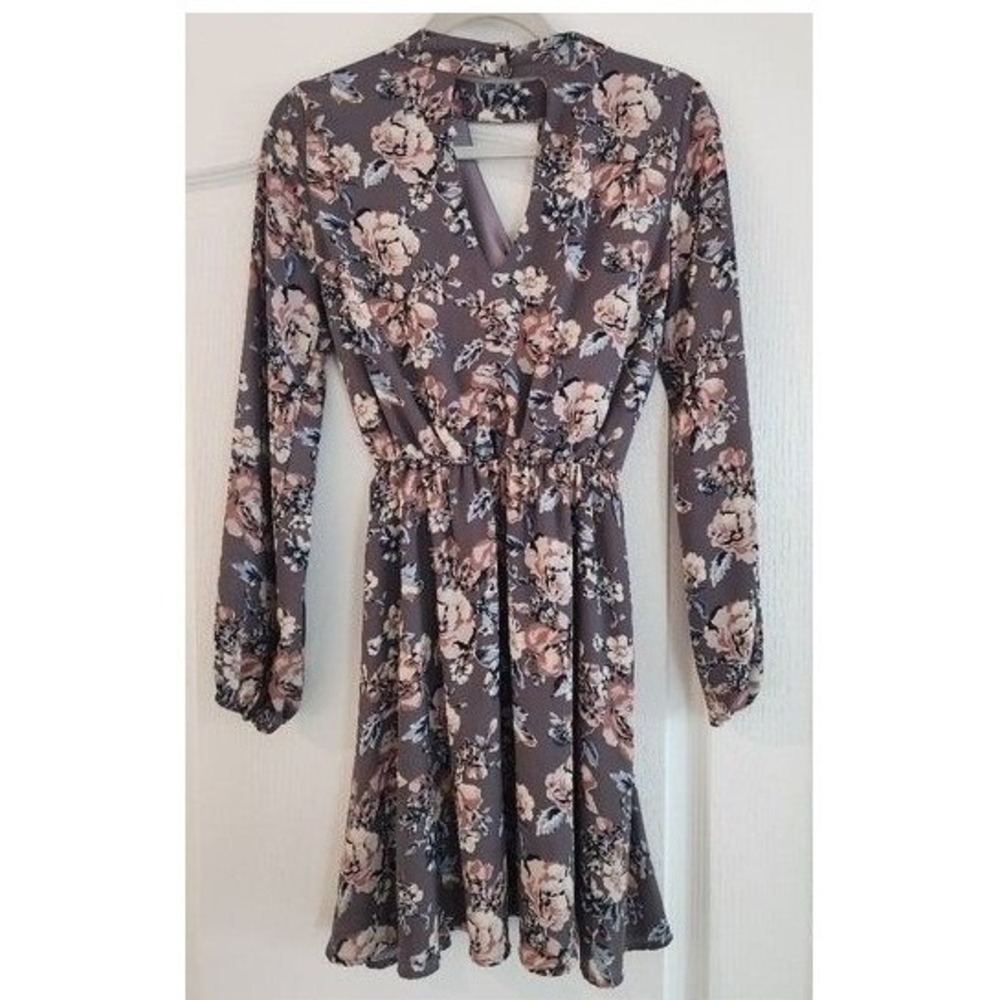 Altar'd State Floral Long Sleeve Faux Wrap‎ Dress V-Neck Small Cottagecore Fairy